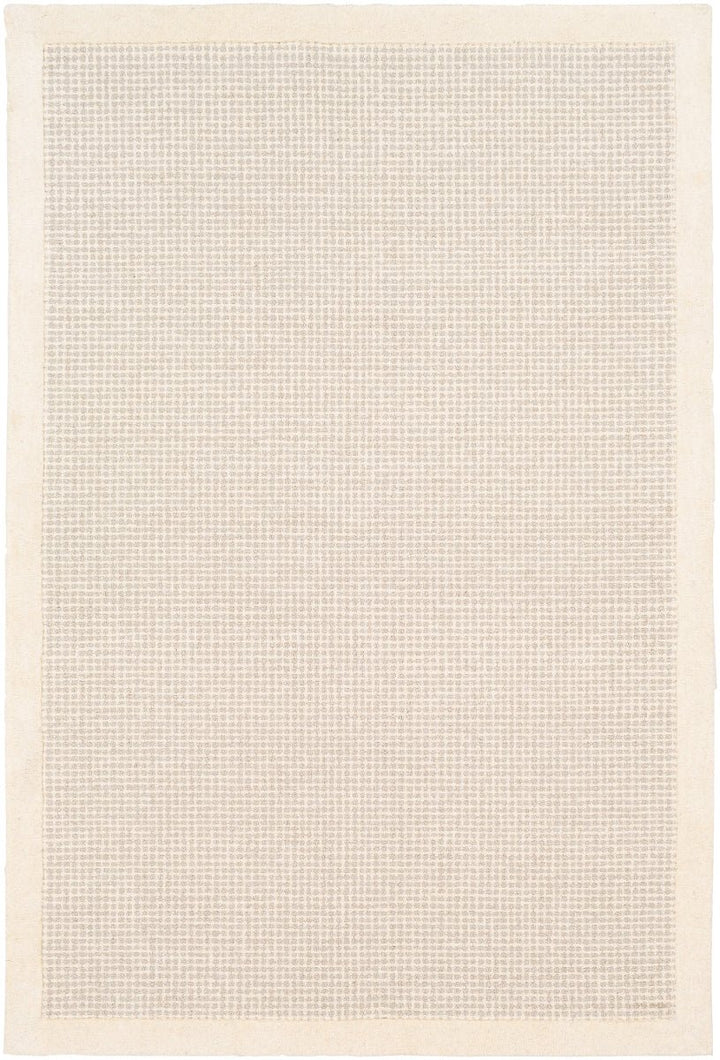 HAND TUFTED WOOL BORDER RUG: CREAM