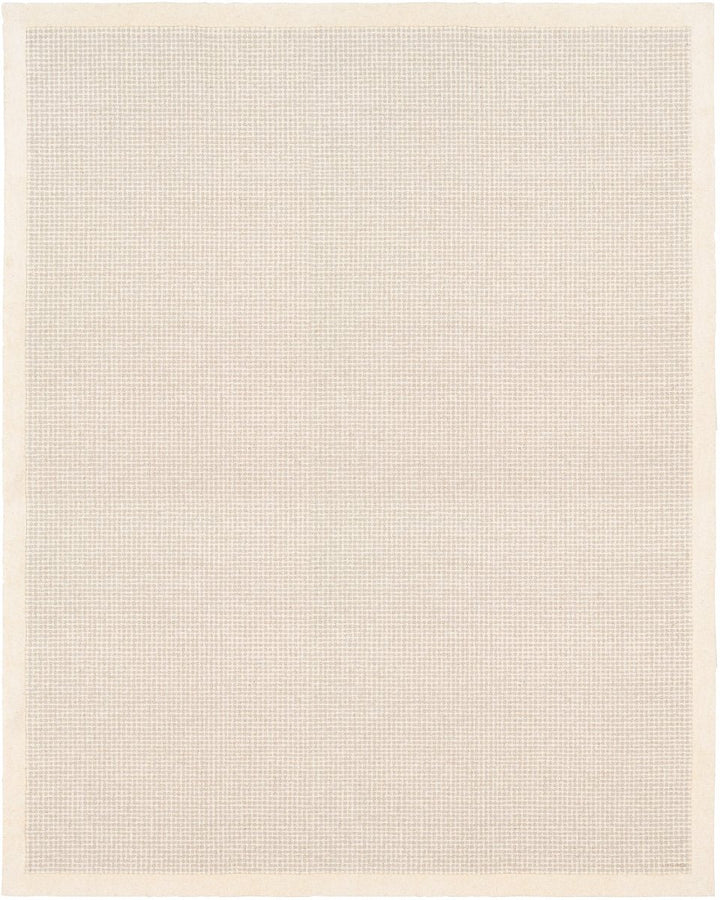 HAND TUFTED WOOL BORDER RUG: CREAM