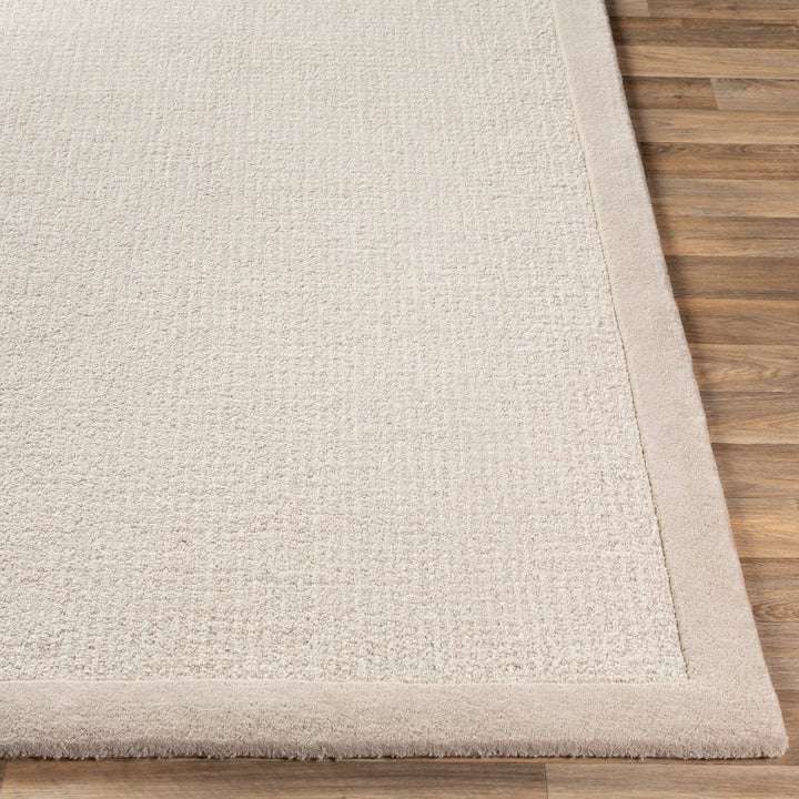 HAND TUFTED WOOL BORDER RUG: SILVER BIRCH