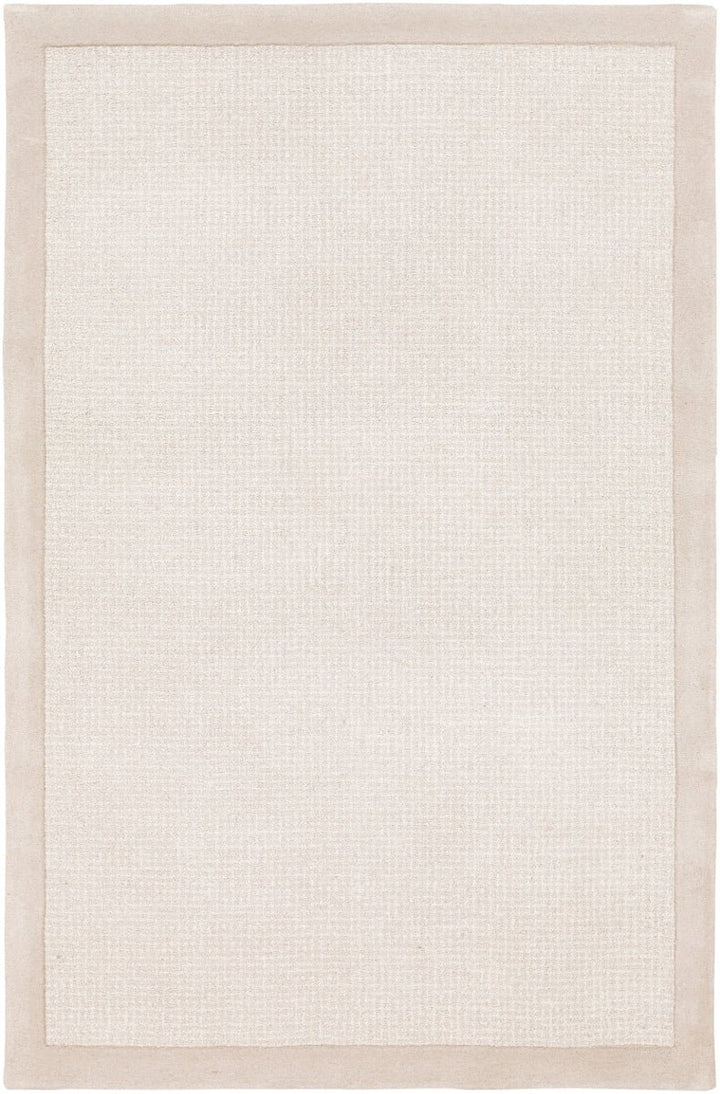HAND TUFTED WOOL BORDER RUG: SILVER BIRCH