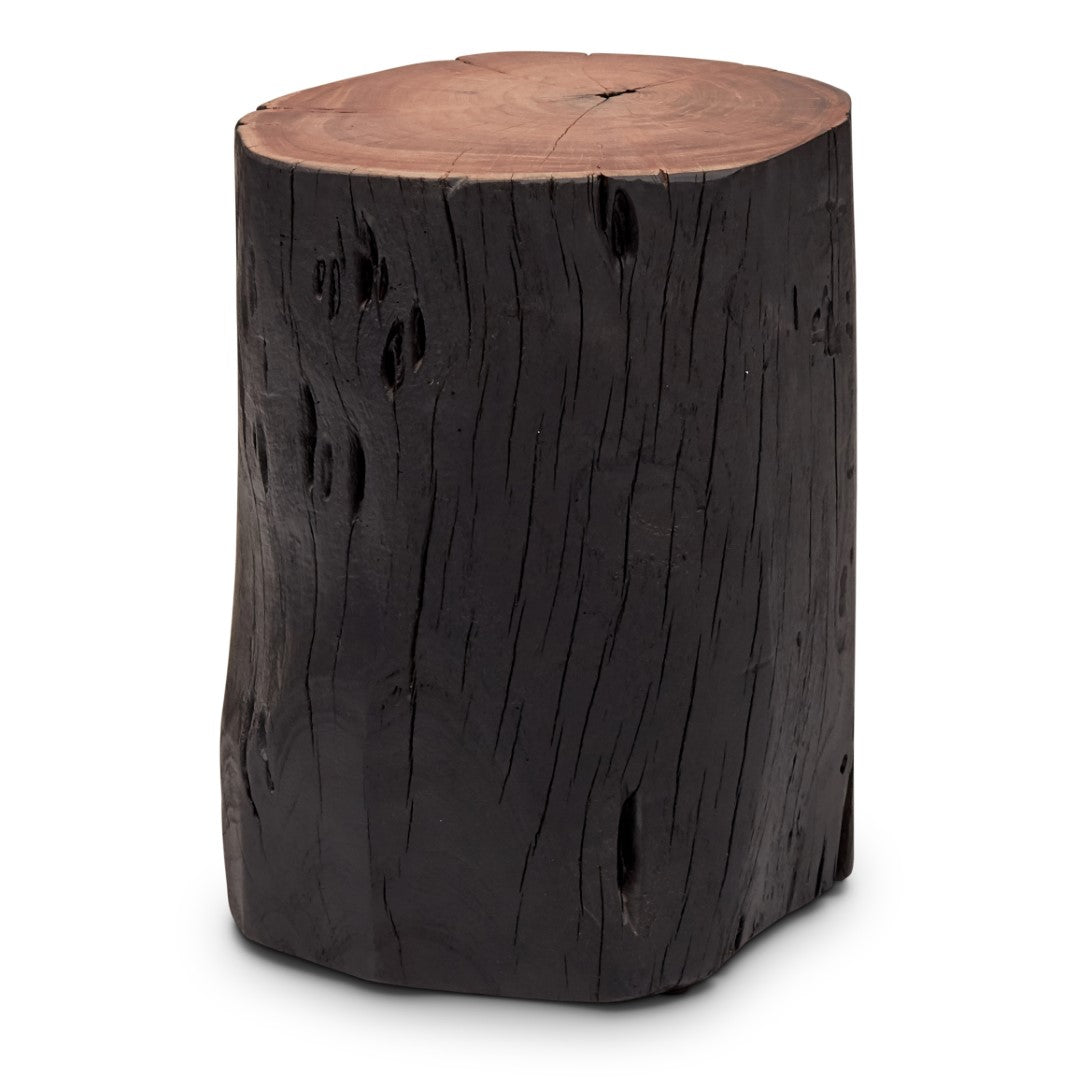 Black wood stump side table hotsell