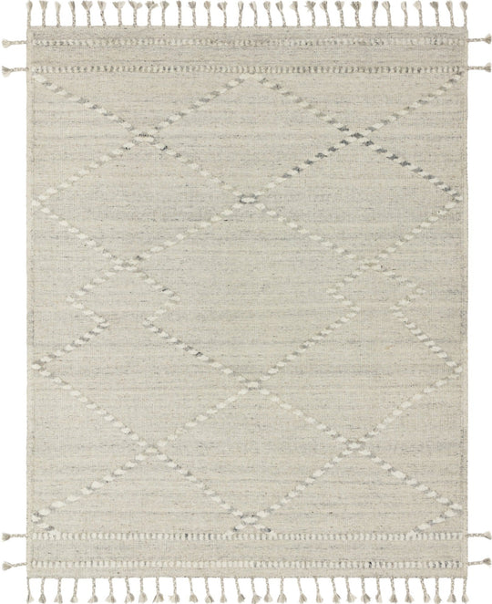 IMAN 03 HAND - KNOTTED WOOL RUG: IVORY, SILVER