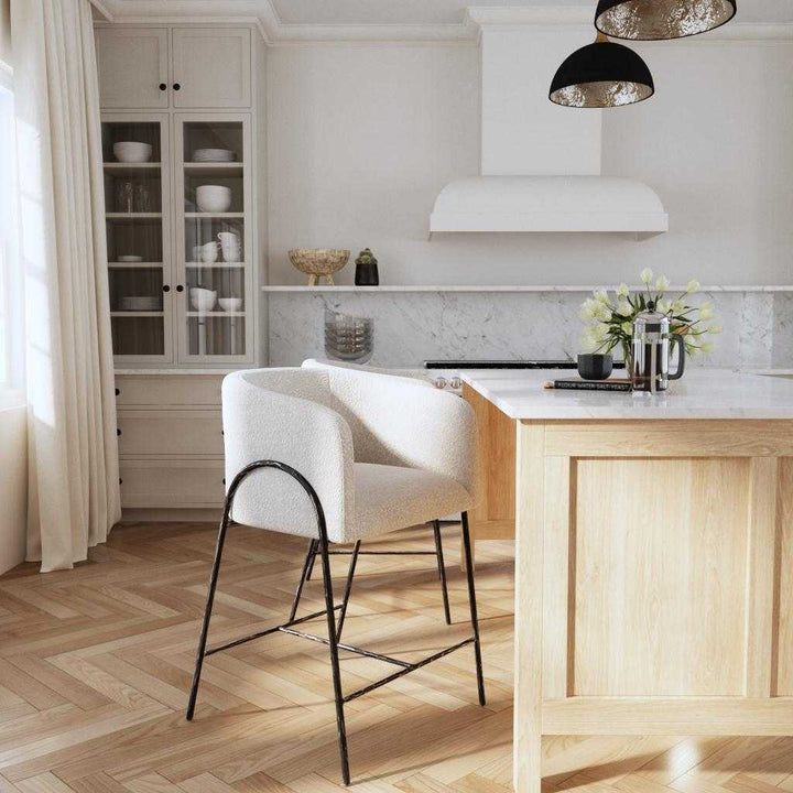 JACOBSEN BOUCLE UPHOLSTERED COUNTER STOOL