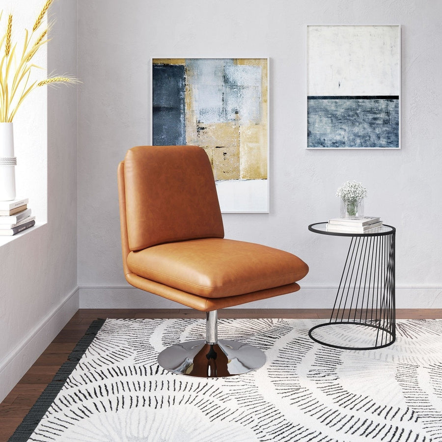 JET - SET BROWN VINYL SWIVEL CHAIR