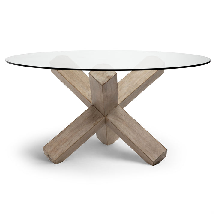 JUDY 60" ROUND GLASS TOP DINING TABLE