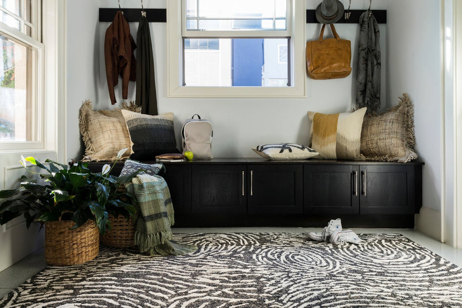 JUNEAU WOOL + VISCOSE RUG: CHARCOAL, SILVER