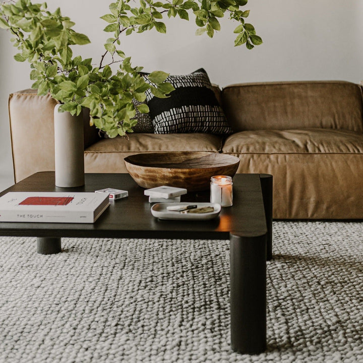 JUNI BLACK OAK POST COFFEE TABLE