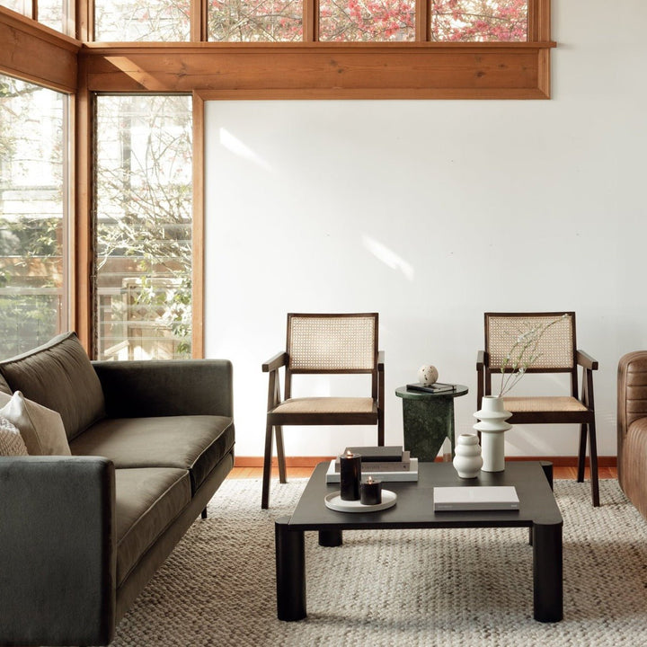 JUNI BLACK OAK POST COFFEE TABLE