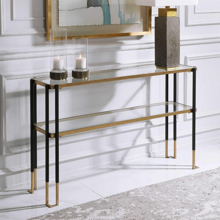 KENTMORE BLACK + GOLD CONSOLE TABLE