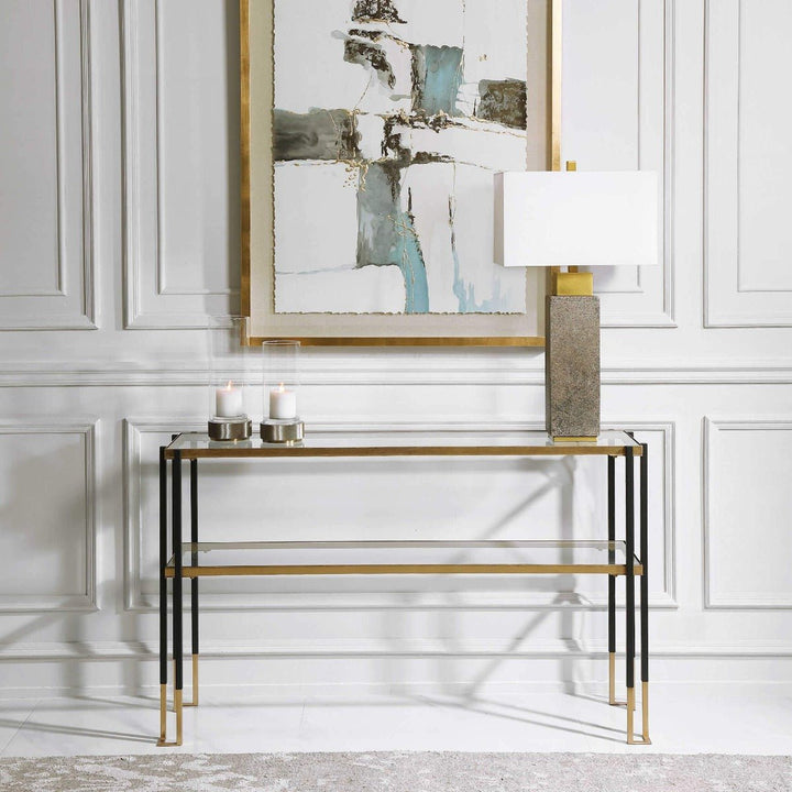 KENTMORE BLACK + GOLD CONSOLE TABLE
