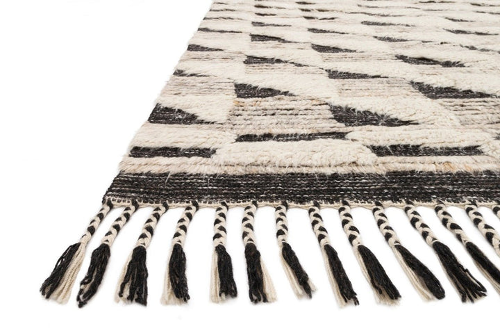 KHALID HAND - KNOTTED TEXTURED WOOL RUG: NATURAL, BLACK