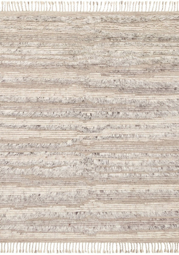 KHALID HAND - KNOTTED TEXTURED WOOL RUG: NATURAL, IVORY