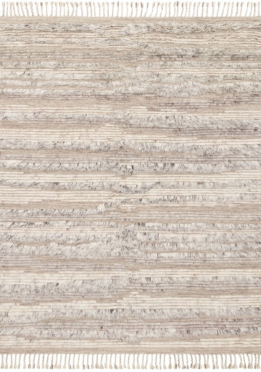 KHALID HAND - KNOTTED TEXTURED WOOL RUG: NATURAL, IVORY