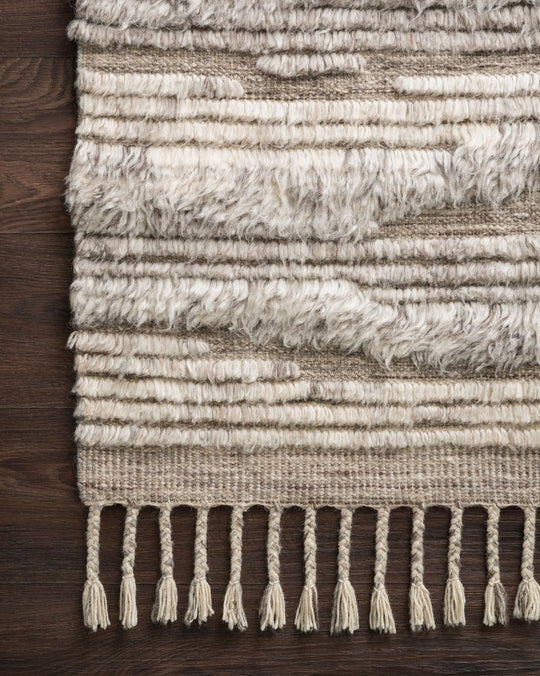 KHALID HAND - KNOTTED TEXTURED WOOL RUG: NATURAL, IVORY