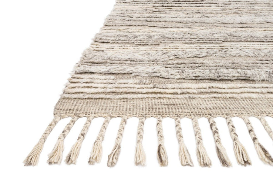 KHALID HAND - KNOTTED TEXTURED WOOL RUG: NATURAL, IVORY