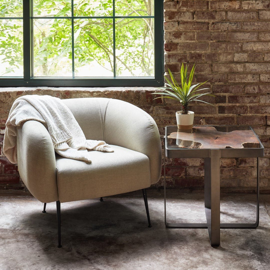KULLEN TEAK + STEEL END TABLE