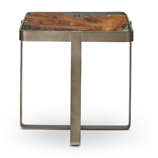 KULLEN TEAK + STEEL END TABLE