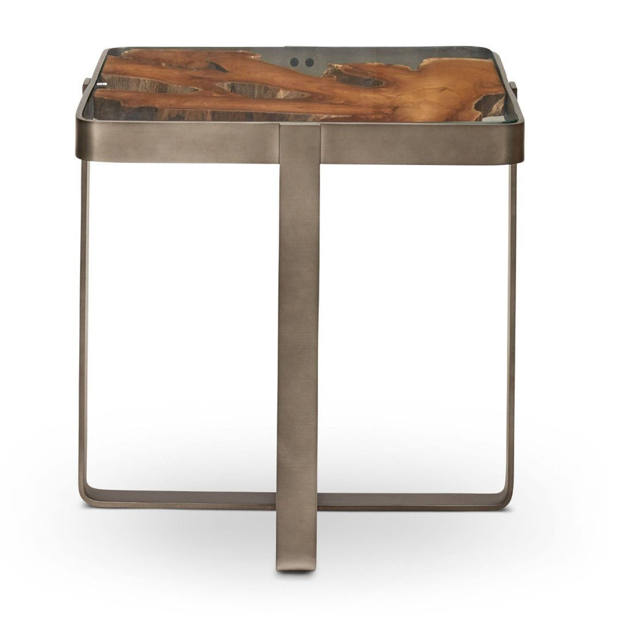 KULLEN TEAK + STEEL END TABLE
