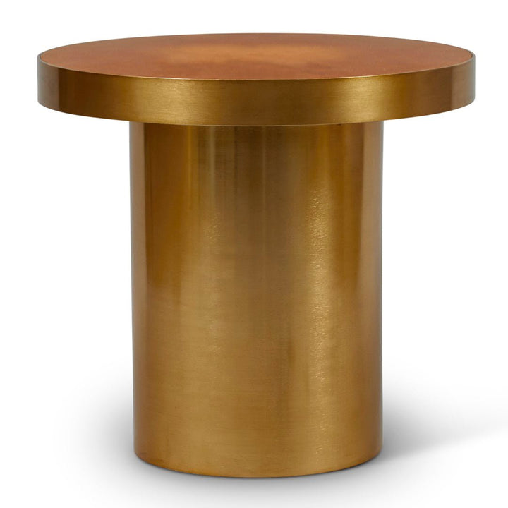 LARA BRASS & OAK BURL END TABLE