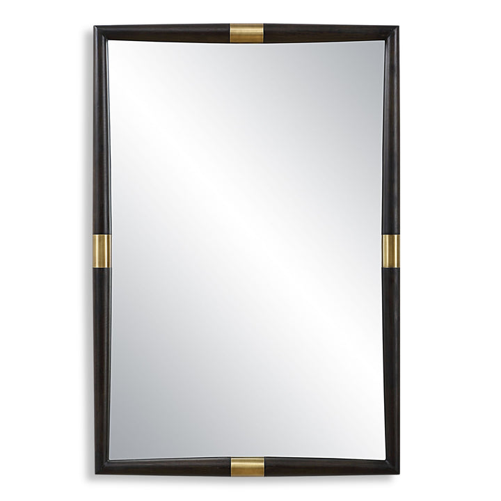 LARKIN DARK WOOD & BRASS MIRROR