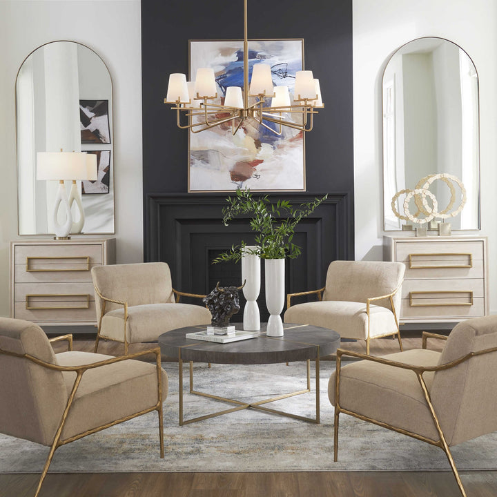 LASSEN 8 LIGHT BRASS CHANDELIER