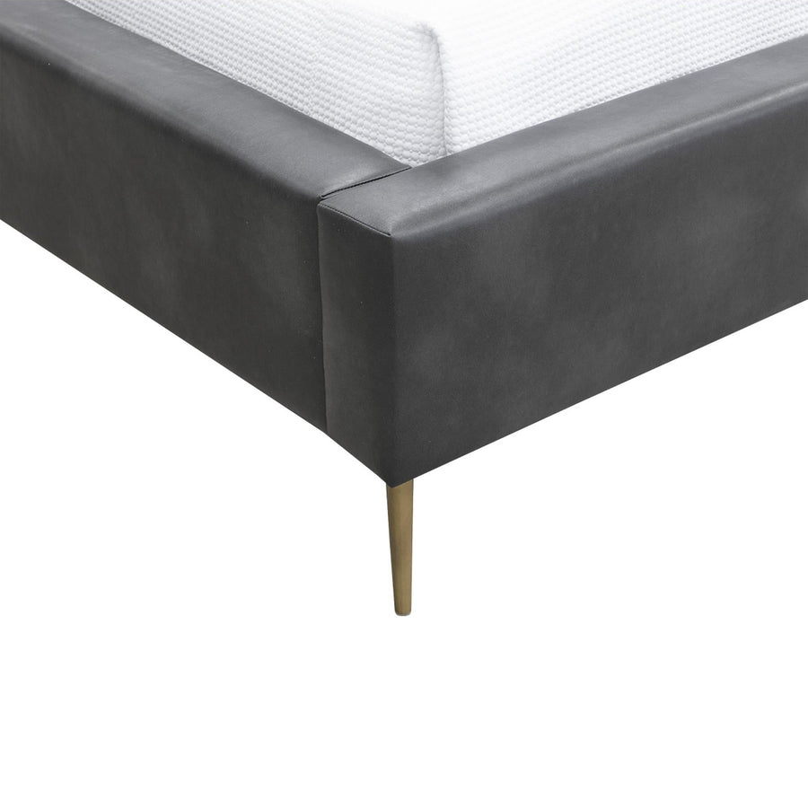 LAURA GREY LEATHER UPHOLSTERED BED - CLOSE VIEW
