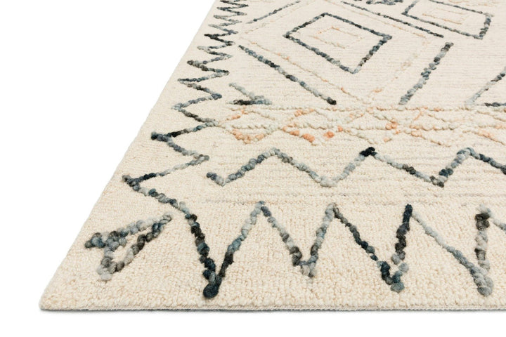 LEELA 02 HOOKED WOOL RUG: OATMEAL, DENIM