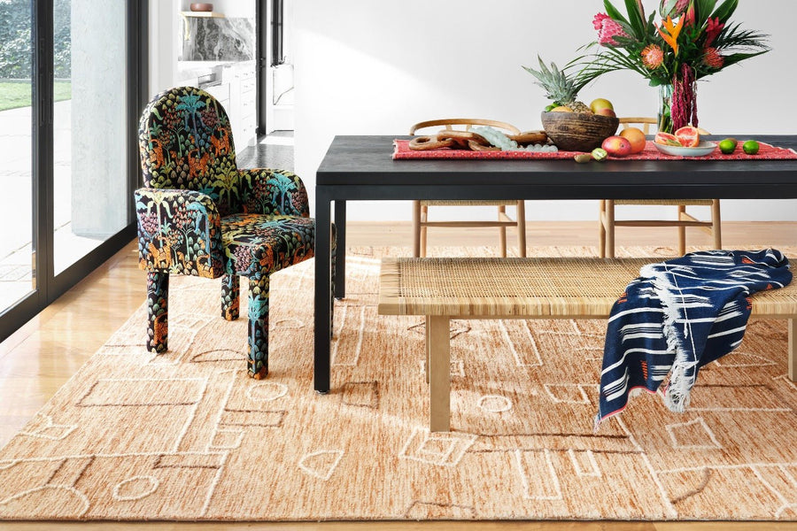 LEELA 05 HOOKED WOOL RUG: TERRACOTTA