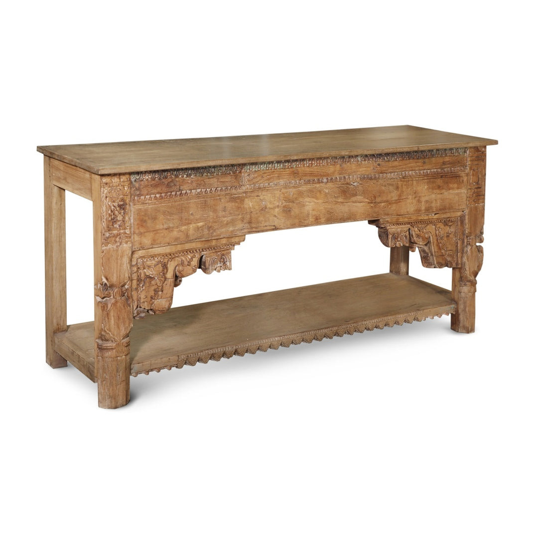 LEORA ANTIQUE CARVED WOOD CONSOLE TABLE