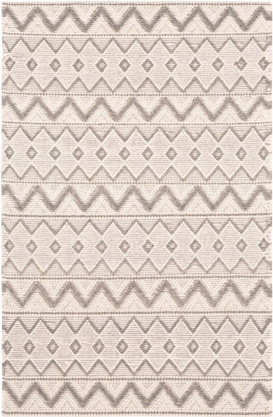 LIA TEXTURED WOOL FLAT RUG: CREAM, GRAY