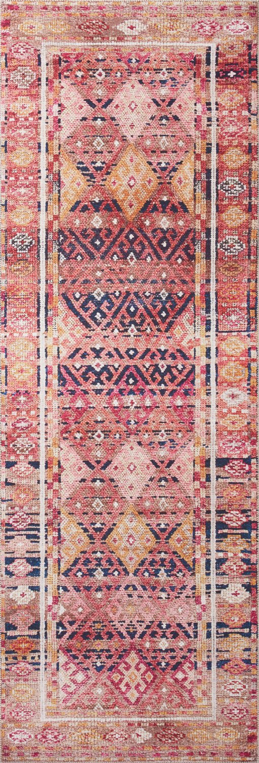 LILAH VINTAGE PRINT FLAT RUG: SUNKIST CORAL, PINK