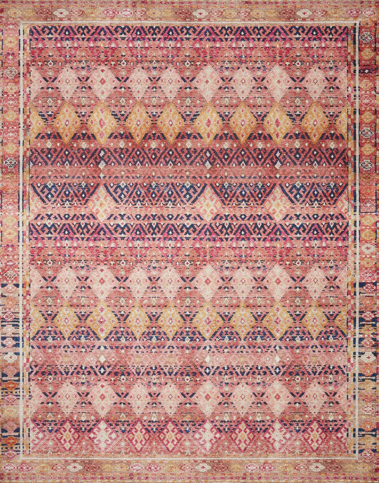 LILAH VINTAGE PRINT FLAT RUG: SUNKIST CORAL, PINK