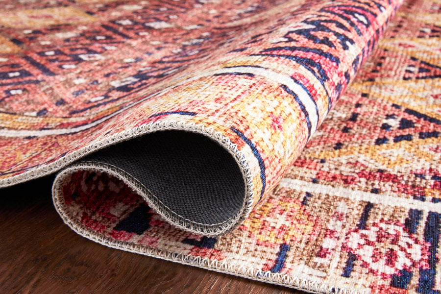 LILAH VINTAGE PRINT FLAT RUG: SUNKIST CORAL, PINK