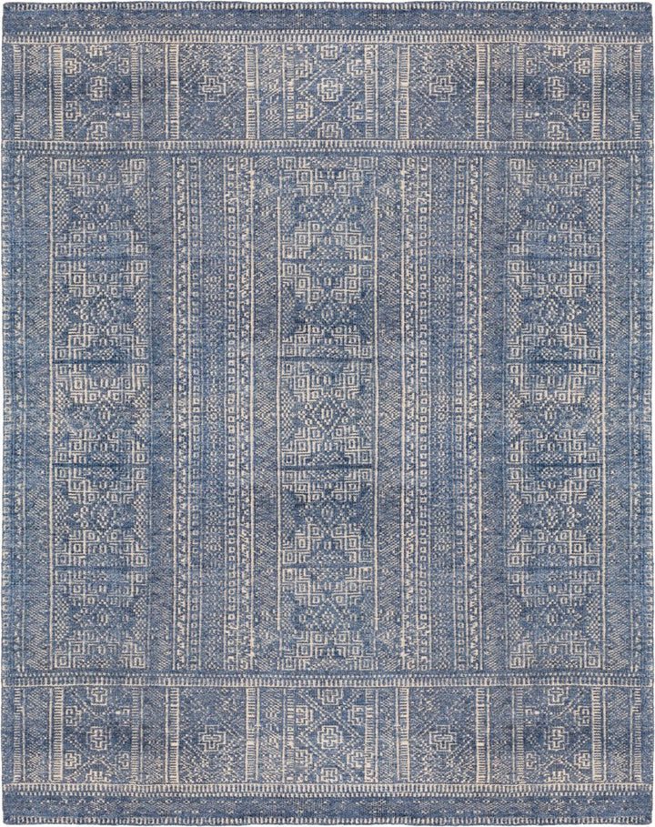 LIVORNO HAND - KNOTTED VISCOSE+WOOL RUG: STEEL BLUE