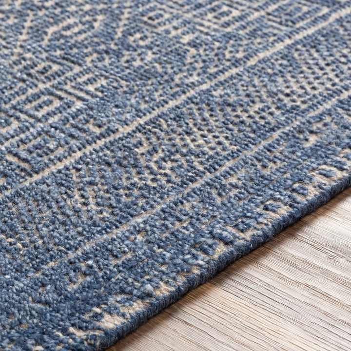 LIVORNO HAND - KNOTTED VISCOSE+WOOL RUG: STEEL BLUE