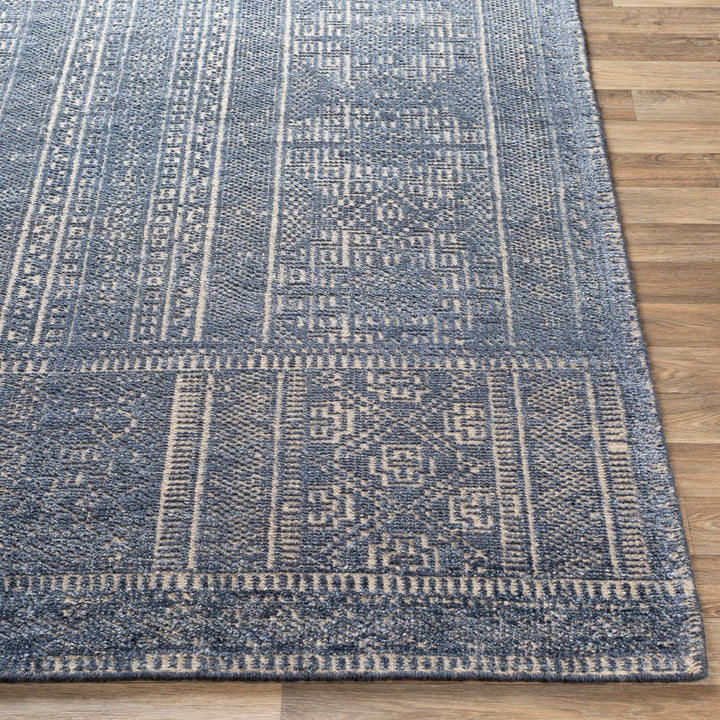 LIVORNO HAND - KNOTTED VISCOSE+WOOL RUG: STEEL BLUE