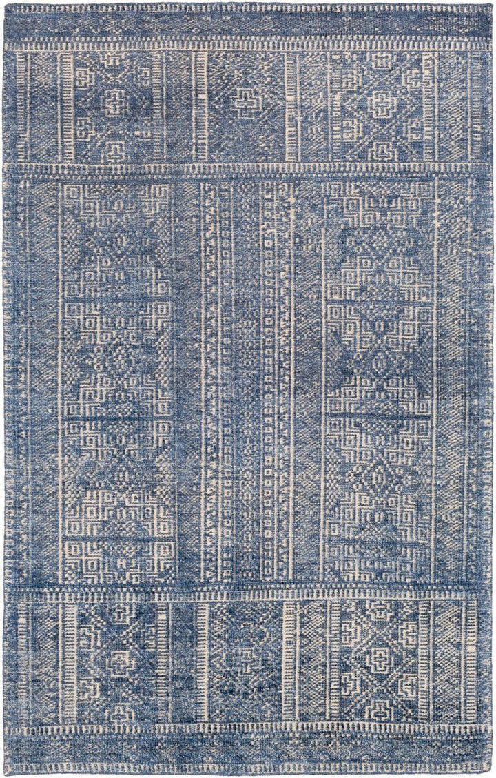 LIVORNO HAND - KNOTTED VISCOSE+WOOL RUG: STEEL BLUE