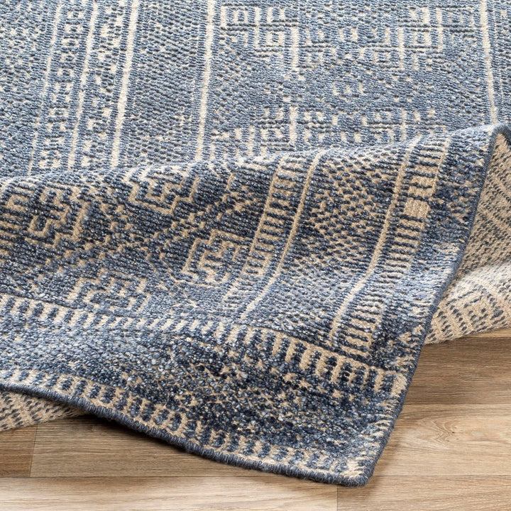 LIVORNO HAND - KNOTTED VISCOSE+WOOL RUG: STEEL BLUE