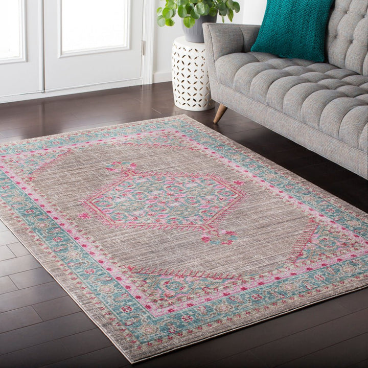 MADELYN RUG: TAUPE, TEAL