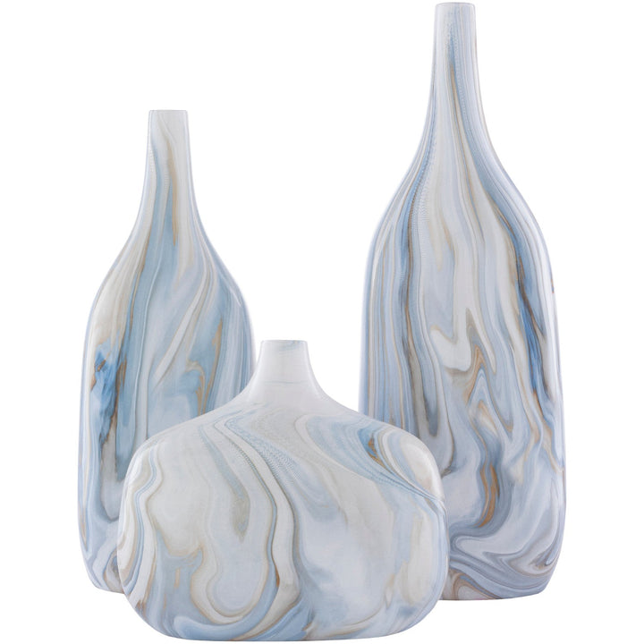 MARBLED CERAMIC VASES | SET OF 3