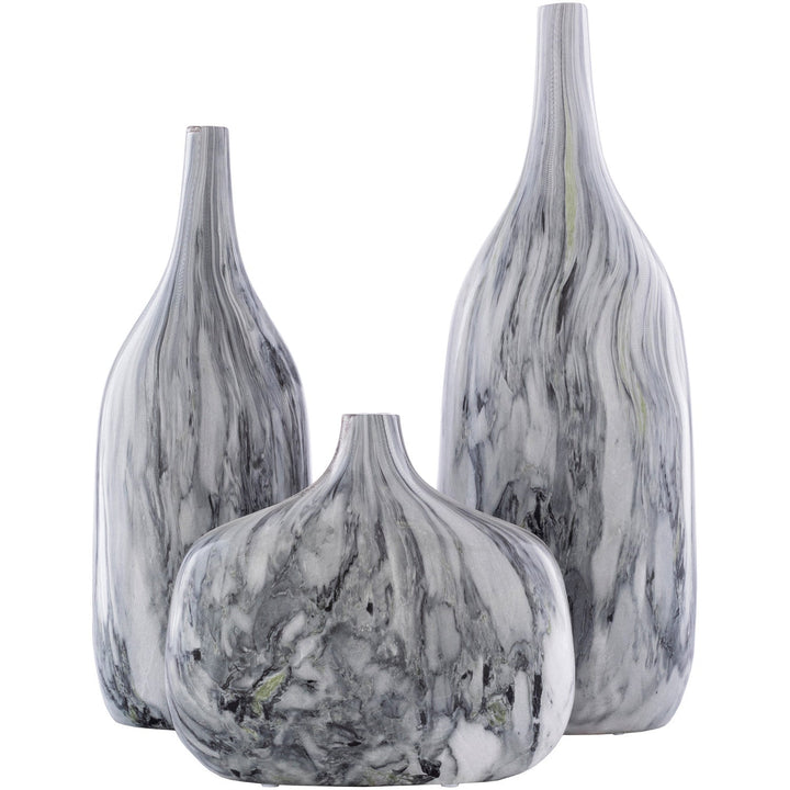 MARBLED CERAMIC VASES | SET OF 3