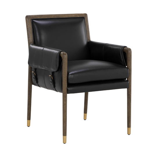 MAUTI DINING CORTINA BLACK LEATHER ARMCHAIR