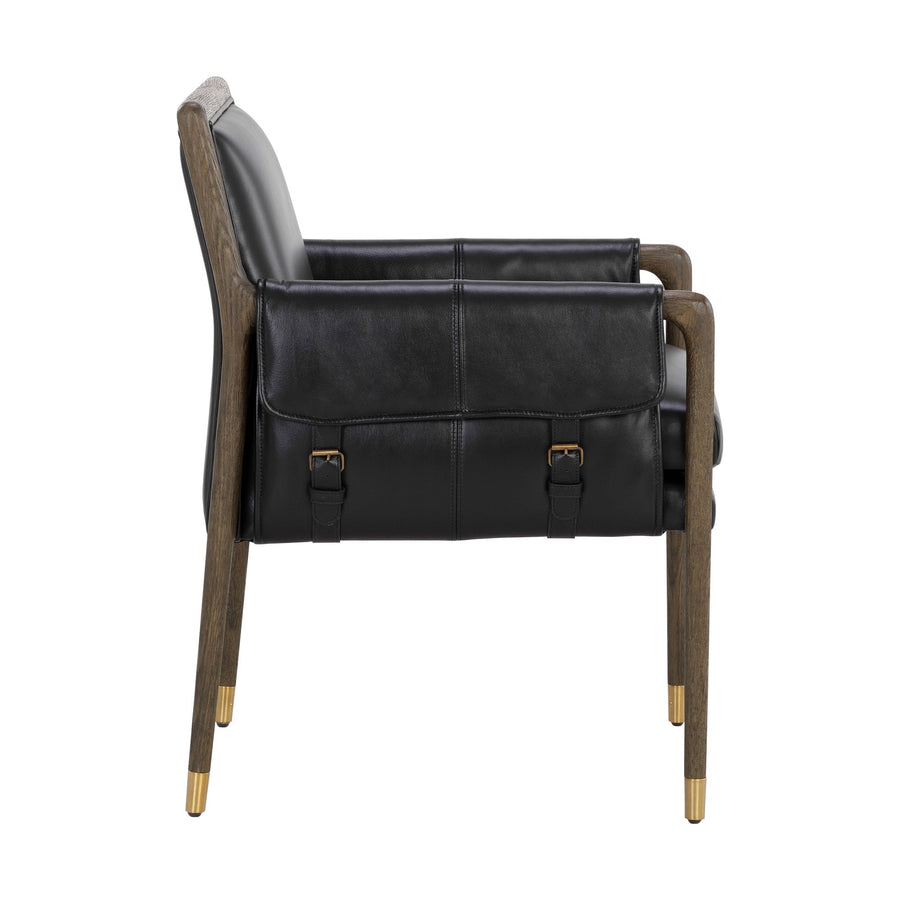 MAUTI DINING CORTINA BLACK LEATHER ARMCHAIR