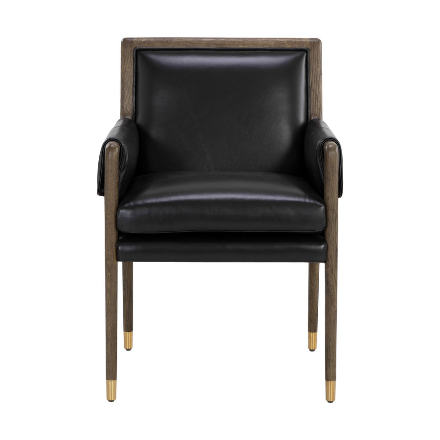 MAUTI DINING CORTINA BLACK LEATHER ARMCHAIR
