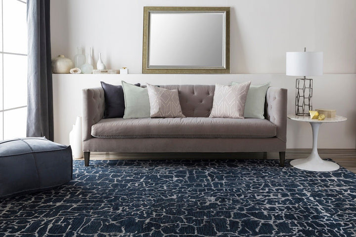 MIDNIGHT MOON WOOL RUG: NAVY