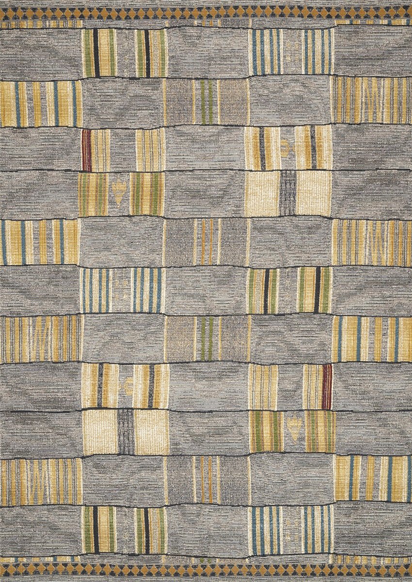 MIKA 10 INDOOR - OUTDOOR RUG: GRANITE, YELLOW MULTI