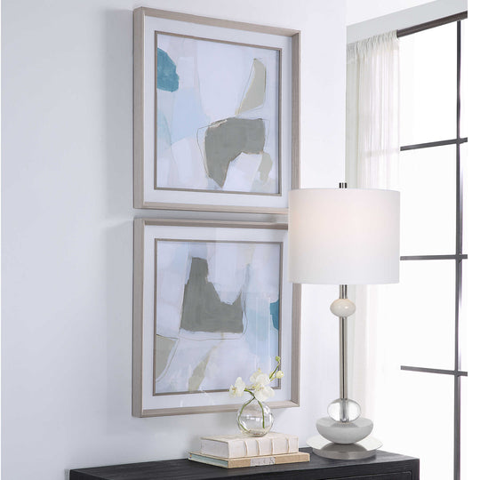 "MIST SHAPES" GLASS FRAMED PRINTS | SET OF 2