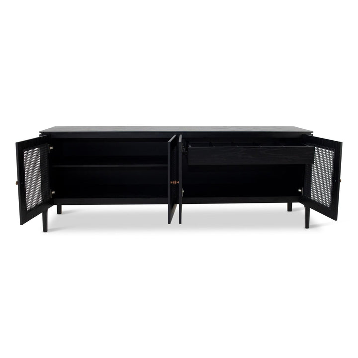 MODERN BRAZILIAN OAK VENEER MISSIONE CANE BUFFET