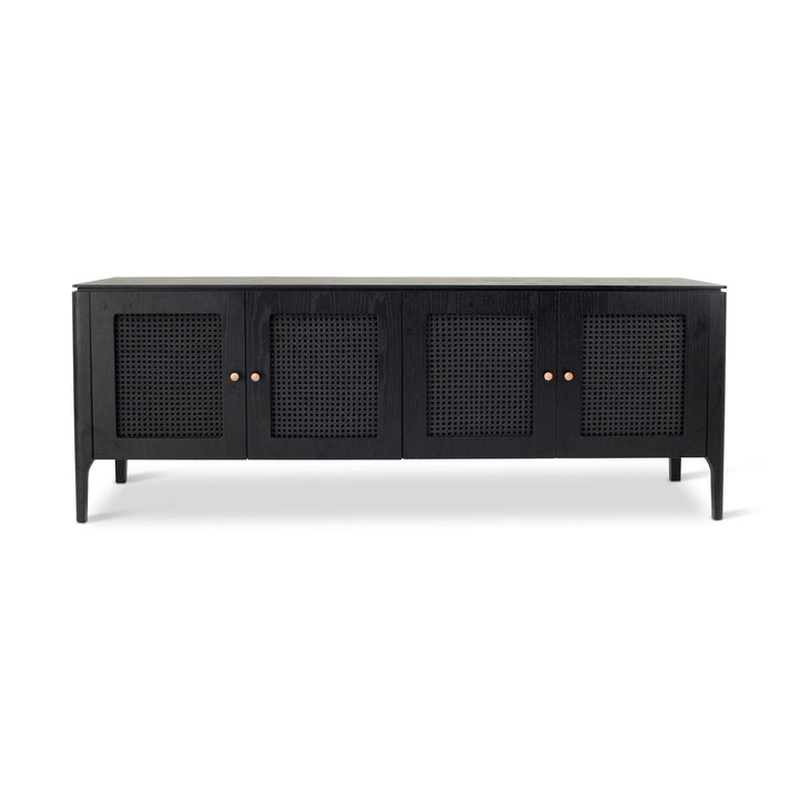 MODERN BRAZILIAN OAK VENEER MISSIONE CANE BUFFET