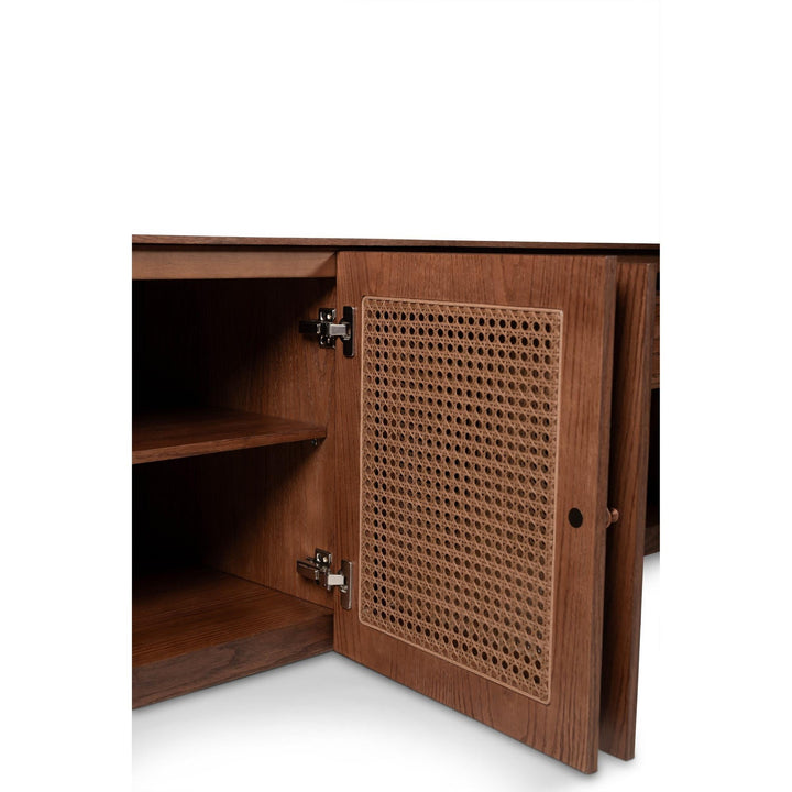 MODERN BRAZILIAN OAK VENEER MISSIONE CANE BUFFET